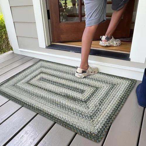 Miniatura 47 de Alfombra ovalada trenzada gris humo de 20 x 30 pulgadas, lavable para interiores y exteriores, decoración campestre para cocinas y entradas