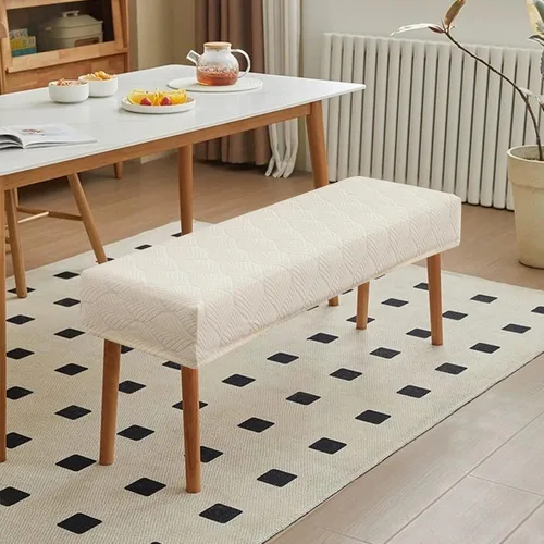 Miniatura 2 de Genina Fundas impermeables para banco de comedor, protector de asiento de banco de jacquard elástico, funda de banco rectangular para dormitorios