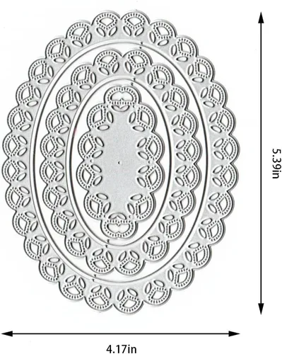 Miniatura 2 de Troqueles de corte de marco anidado ovalado para hacer tarjetas y decoraciones de álbumes de fotos, troqueles de encaje floral hueco, plantillas
