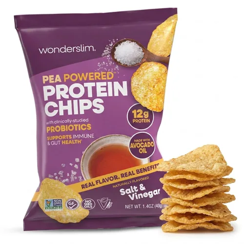 Miniatura 11 de WonderSlim Chips de proteína de guisante, barbacoa de nogal paquete de 10 unidades, 0.35 oz de proteína, sin gluten