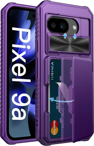 Miniatura 64 de Vihibii Funda para iPhone 13 Pro Max/iPhone 12 Pro Max con tarjetero (4 tarjetas) [bloqueo RFID] y cubierta de cámara deslizante, protección contra