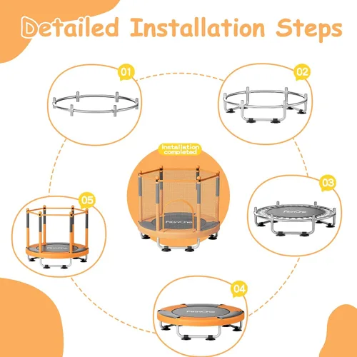 Miniatura 3 de Fitinone - Cama elástica para niños, de 5 pies, para interiores y exteriores, con malla de seguridad, regalos de cumpleaños para niños, regalos