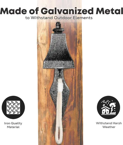 Miniatura 3 de Campana de cena Upstreet para exteriores o interiores, hecha de cobre rojo y hierro fundido, campana para colgar en la pared para superficies