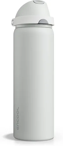 Miniatura 78 de ENCOOL Botella de agua aislada con popote, botella de agua de acero inoxidable con tapa de botón, a prueba de fugas y sin BPA, mantiene el frío Atún