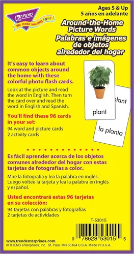 Miniatura 3 de Trend Enterprises: Bilingüe - Tarjetas didácticas para taladro de habilidades, fotos y palabras, forma emocionante para que todos aprendan inglés