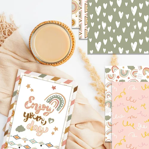 Miniatura 3 de YASMEN Papel de álbum de recortes de doble cara de 12 x 12 pulgadas, suministros bohemios para álbumes de recortes, papel de manualidades