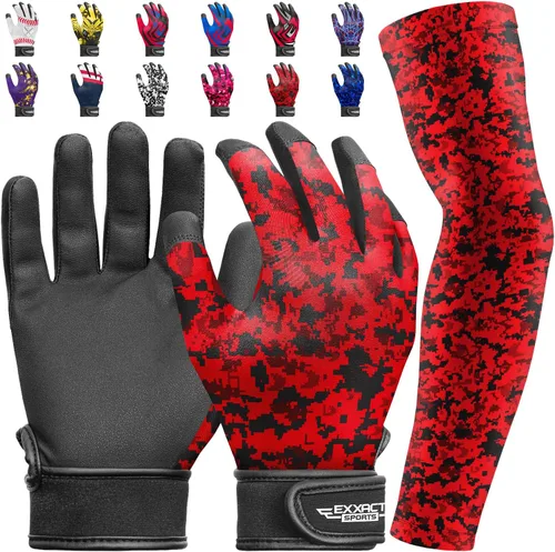 Miniatura 20 de Guantes de bateo para jóvenes de Exxact Sports con mangas para brazos para niños y niñas, guantes de béisbol para niños para bateo de sóftbol