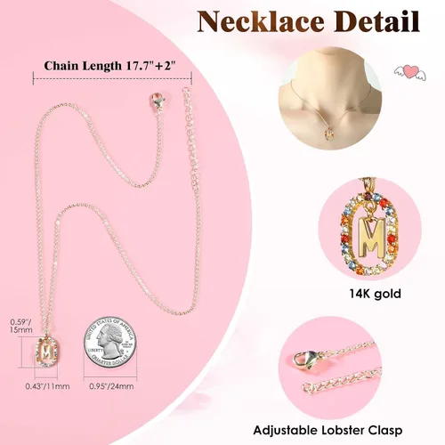 Miniatura 7 de Bonito regalo de oso de rosas reales preservadas con collares iniciales chapados en oro de 18 quilates para mujeres, día de la madre, cumpleaños