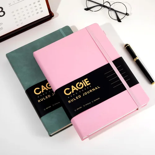 Miniatura 7 de CAGIE Cuaderno rayado, 320 páginas, cuaderno rayado universitario, diario grueso de papel de 2.95 oz/yd², diario B5 de tapa dura de cuero para Rosado