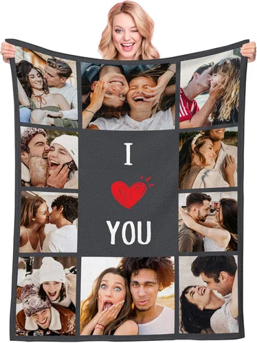 Miniatura 17 de Manta personalizada con texto fotográfico, manta de Navidad personalizada, manta de franela personalizada para bebés, familiares, parejas y amigos