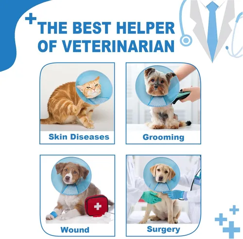 Miniatura 2 de Supet - Collar de cono para perro ajustable después de la cirugía, collar y cono de recuperación para mascotas cómodo y práctico, para perros