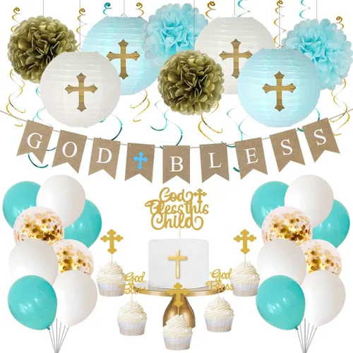 Decoraciones de bautismo para niños, decoraciones de primera comunión, decoración de bautizo, suministros para fiestas de la primera santa comunión,