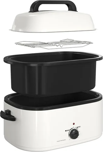Miniatura 18 de Horno tostador Royalcraft con tapa autobásica, asador eléctrico de 18 cuartos con bandeja y parrilla extraíbles, horno tostador de pavo con función