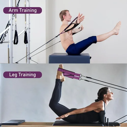 Miniatura 4 de Correas TOBWOLF para Pilates - Correas de doble bucle con anilla en D para Reformer, acolchadas, para entrenamiento en casa o en el gimnasio Púrpura
