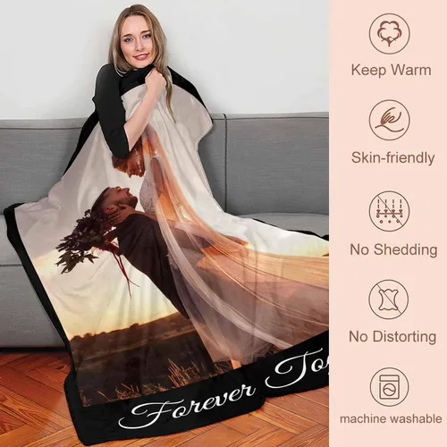 Miniatura 3 de Artsadd Mantas personalizadas con texto fotográfico, mantas de collage personalizadas con mis propias imágenes, fabricadas en Estados Unidos