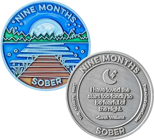 Miniatura 28 de Ficha sobria de 8 meses Chip sobrio de ocho meses Regalo no AA, medallones no religiosos para hombres y mujeres que celebran la sobriedad