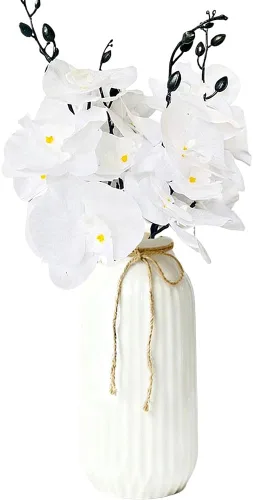 Miniatura 9 de Juego de 5 orquídeas artificiales artificiales de tacto real, orquídea de mariposa, orquídea bailarina de seda para boda, hogar, centro de mesa Negro