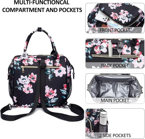 Miniatura 6 de MCBD Lonchera térmica para mujer, bolsa grande de 3 vías de transporte, mochila enfriadora reutilizable a prueba de fugas con correa ajustable