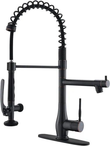 Miniatura 16 de GIMILI Grifo de cocina negro mate con rociador extraíble de una sola manija grifo de fregadero de cocina de alta presión grifos de cocina
