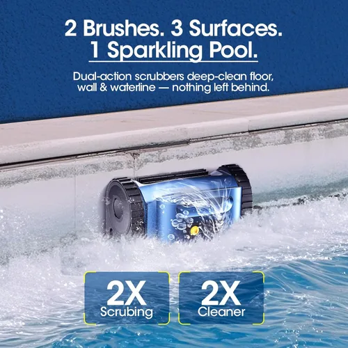 Miniatura 6 de Aspiradora robótica inalámbrica para piscina, limpiador de piscina con unidad de oruga y navegación por sonar, motor sin escobillas de 180 W