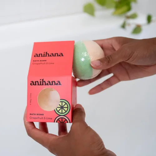 Miniatura 5 de ANIHANA Bomba de baño con aceite de coco, sin parabenos, rociadores de lujo hechos a mano, aroma refrescante de pomelo y lima, 6.3 onzas