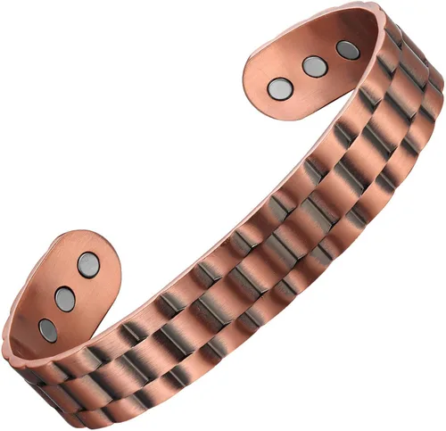 Miniatura 5 de Pulsera de cobre para hombre, pulsera magnética de cobre puro con 6 potentes imanes, regalo para padre, huaband o novio en aniversario, cumpleaños