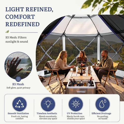 Miniatura 4 de YITAHOME Gazebo de campamento de 12 x 12 pies, toldo portátil desplegable para exteriores, tienda de campaña con pantalla de 6 caras con ventanas