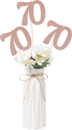 Miniatura 8 de Decoraciones de 50 aniversario NO 50, paquete de 10 centros de mesa de cumpleaños de 50 cumpleaños de doble cara con purpurina dorada para mesas