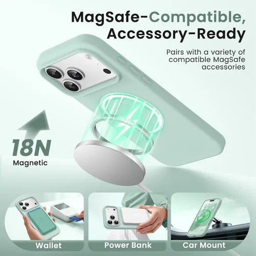 Miniatura 140 de GONEZ Funda de silicona para iPhone 15 Pro Max, compatible con Magsafe, protector de cámara + protector de pantalla, forro de microfibra suave