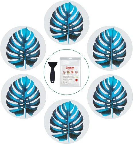 Secopad Calcomanías antideslizantes para bañera, 10 piezas de hojas grandes adhesivas antideslizantes para ducha y bañera con raspador premium