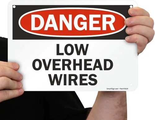 Miniatura 2 de SmartSign Letrero "Danger - Low Overhead Wires" Aluminio de 7 x 10 pulgadas