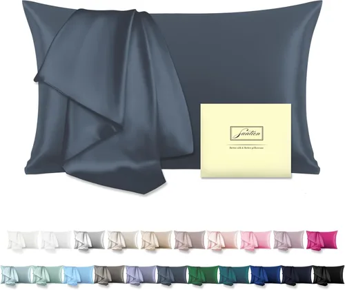 Miniatura 24 de Funda de almohada de seda para cabello y piel, suave, transpirable y sedosa 100% seda Queen, juego de 2, fundas de almohada de seda de morera