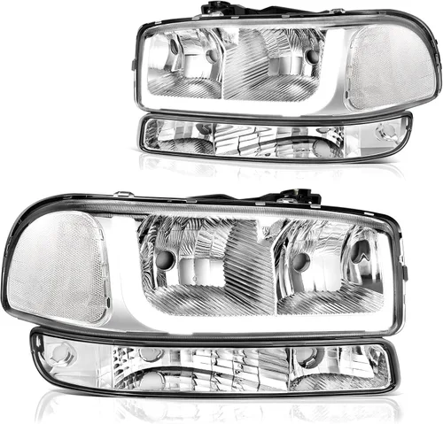 DWVO Conjunto de faros LED DRL Compatible con 99-06 GMC Sierra 1500/2500, 01-06 Sierra 1500HD/2500HD/3500, 07 GMC Sierra 1500/1500HD/2500HD/3500 LED