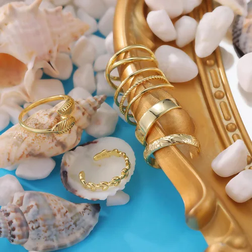 Miniatura 7 de PLOMFOV Anillos de dedo del pie de oro de 14 quilates rellenos de oro para mujer, anillos ajustables para los dedos del pie que no se deslustran
