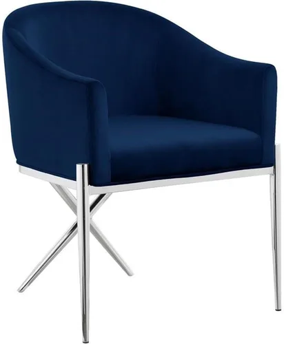 Miniatura 10 de Meridian Furniture Xavier Collection Modern Silla de comedor tapizada de terciopelo contemporáneo con patas de acero resistentes en forma de X