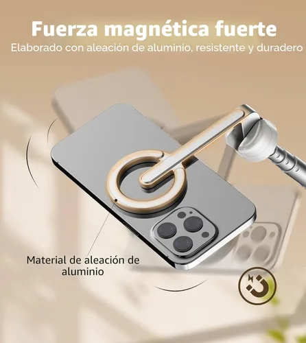 Miniatura 3 de TONEOF Trípode de palo de selfie magnético de 68" con soporte magnético fuerte de aluminio para Magsafe, soporte de trípode para teléfono de viaje