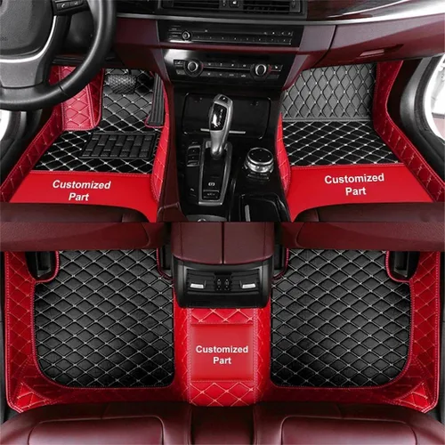 Miniatura 20 de Alfombrillas personalizadas para el 99 % de los sedán, SUV, deportivos, forros de cuero, para todo tipo de clima, tapetes de automóvil (rayas negras)