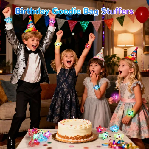 Miniatura 3 de SCIONE Paquete de 24 pulseras giratorias con luz LED, que brillan en la oscuridad, recuerdos de fiesta para niños de 4 a 8 a 12, juguetes de caja