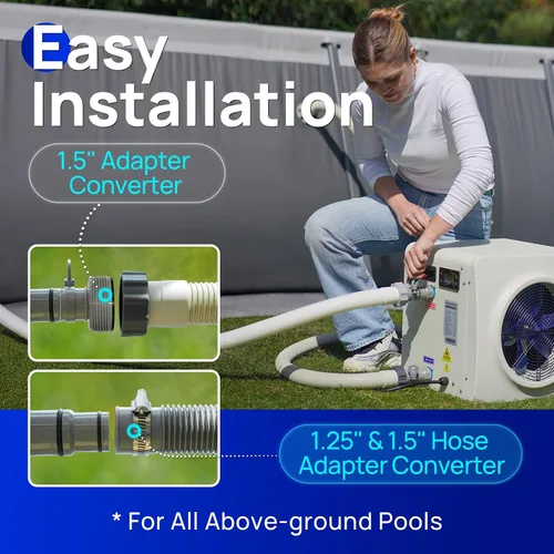 Miniatura 5 de AQUASTRONG Bomba de calor para piscina, calentador eléctrico para piscina sobre el suelo y en el suelo, calefacción y refrigeración para piscinas