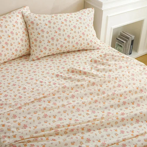 Miniatura 27 de Viviland Juego de sábanas de 3 piezas con estampado botánico de mariposas y flores rosas y moradas, sábanas de microfibra suave y transpirable