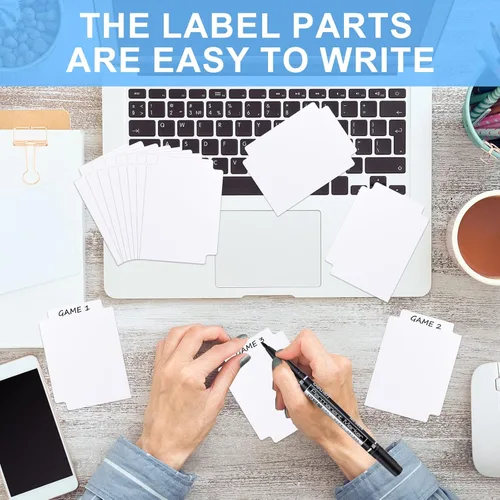 Miniatura 5 de 60 piezas de separadores de tarjetas comerciales con pestañas, separadores de tarjetas en blanco, caja de tarjetas en blanco, separadores