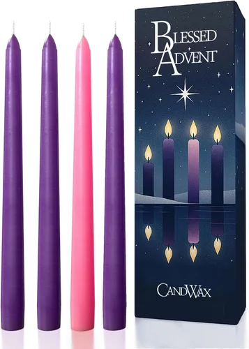 Miniatura 34 de CANDWAX Paquete de 4 velas cónicas blancas, sin goteo, de combustión lenta, sin perfume, de 12 pulgadas, ideales para mesa de comedor, candelabros
