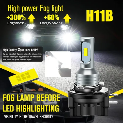 Miniatura 2 de AC/DC 9-36V H11B Bombilla LED antiniebla blanca, 3800LM súper brillante 2x45mil 5730 chips H11C1 bombillas LED para automóviles camiones, sin