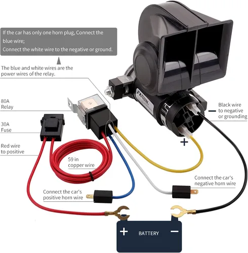 Miniatura 6 de FARBIN - Claxon de aire para camiones, bocina eléctrica compacta para trenes, bocina de coche de 12 V, 150 db, súper fuerte con arnés de cableado