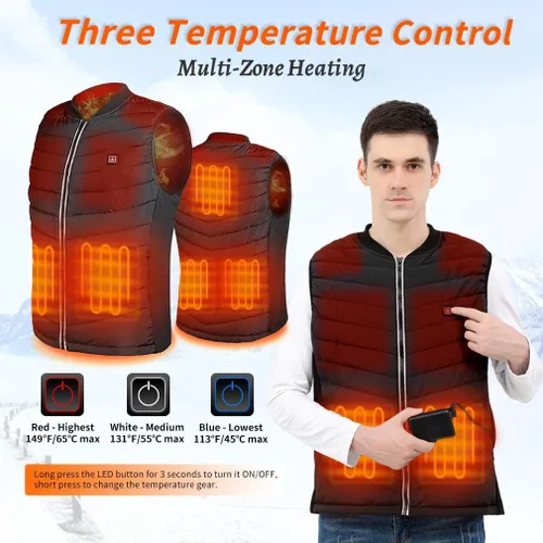 Miniatura 4 de Srivb Chaleco calefactable, chaleco térmico de carga USB para hombres y mujeres, calentador corporal lavable con batería para acampar al aire libre
