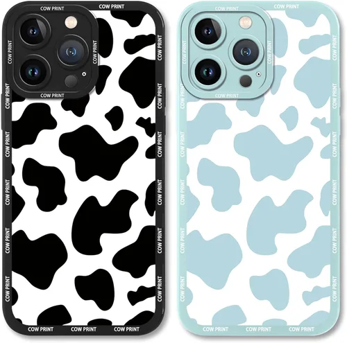 Miniatura 12 de Paquete de 2 bonitas fundas de teléfono para Apple iPhone 13 de 6.1 pulgadas, funda protectora de silicona con estampado de vaca a la moda, delgada