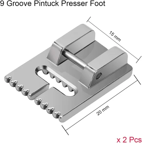 Miniatura 4 de Paquete de 6 agujas dobles dobles con 2 piezas de 9 ranuras para prensatelas para pintuck, tamaño 3 tamaños 2/90 3/90 4/90 por HOWRIN