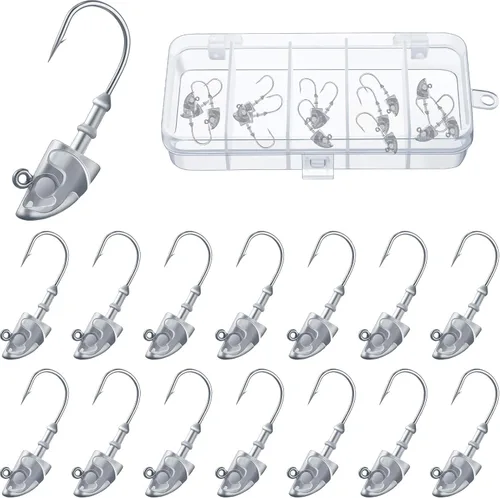 15 piezas Swimbait Jig Head Jig Head Cebo Cabeza Cebo de plomo Pesado Ganchos Giratorios Jig Head Spinning Fish Jig Head para agua salada y agua