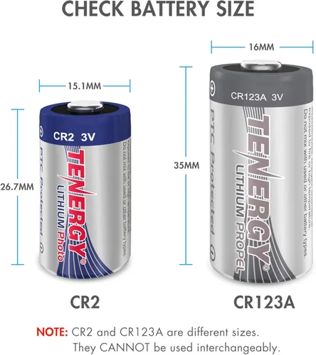 Miniatura 2 de Tenergy CR2 - Batería de litio de 3 V, no recargable, protegida por PTC, baterías CR2 de alto rendimiento para linterna, cámaras digitales, 50 Pcs
