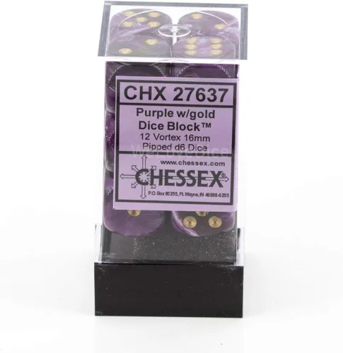 Miniatura 4 de DND - Juego de dados Chessex D&D de 0.630 in, juego de dados poliédricos de plástico vórtice morado y dorado, dados de mazmorras y dragones, incluye